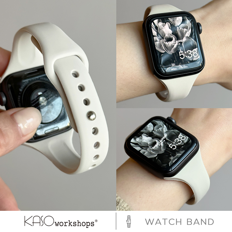 KASO适用官方苹果applewatch9手表小蛮腰硅胶表带运动透气表带iwatch8手表腕带春夏季新款7654SE女款超细-图3