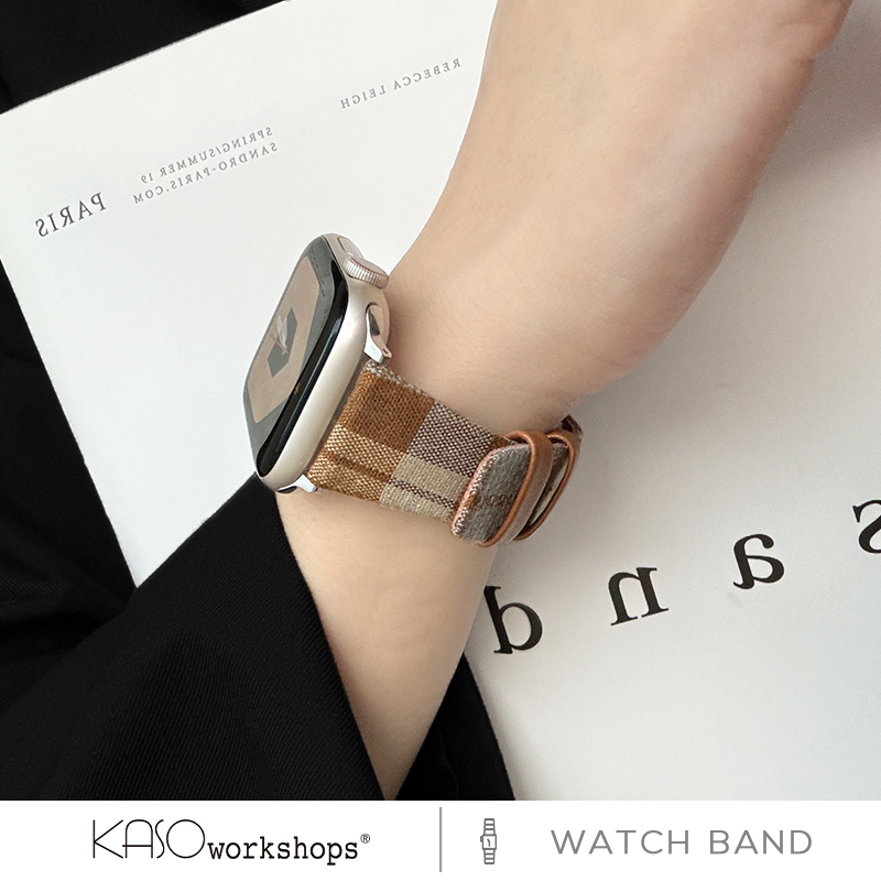 KASO适用苹果手表带s10衬衫拼皮iwatch表带applewatch创意表带小众时尚ultra2新款se腕带s7代男士女生