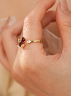 马上有钱小马戒指红色马年招财轻奢精致2026生肖戒本命年旺财