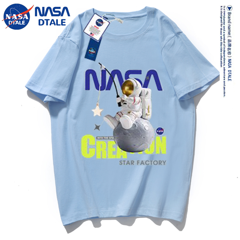 NASA聯名官網宇航太空人純棉短袖T恤夏季2023新款ins潮牌男女款_FJWU旗艦店_女裝_女士精品