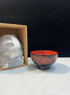 日本中古漆器金莳绘金箔工艺金箔漆器汁碗面碗饭碗餐具库存尾货