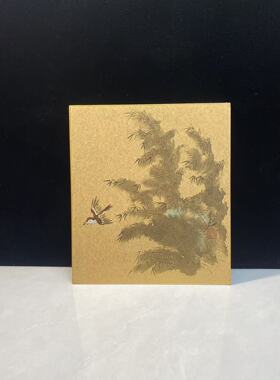 日本回流中古手绘印刷纸板画卡纸画老板画装饰画老物件非全新