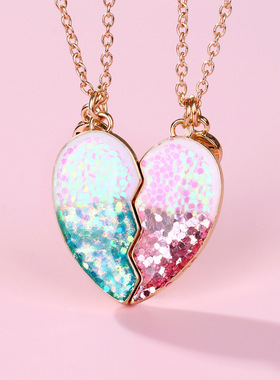 开学礼物闺蜜项链二人磁吸一对友谊高颜值学生好朋友儿童一人一半