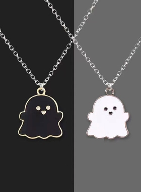 黑白卡通情侣项链磁吸二人闺蜜一对友谊女生礼物女款姐妹吊坠装饰