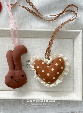 韩国卡通布艺爱心兔子小熊项链女长款卫衣配饰可爱秋冬百搭毛衣链