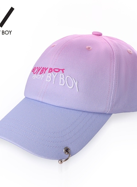 BOY BY BOY潮牌女装夏季帽字潮酷紫色撞色设计时尚棒球帽鸭舌帽