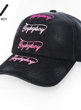 BOY BY BOY潮牌女装夏季帽子字母绣线甜酷百搭时尚棒球帽鸭舌帽