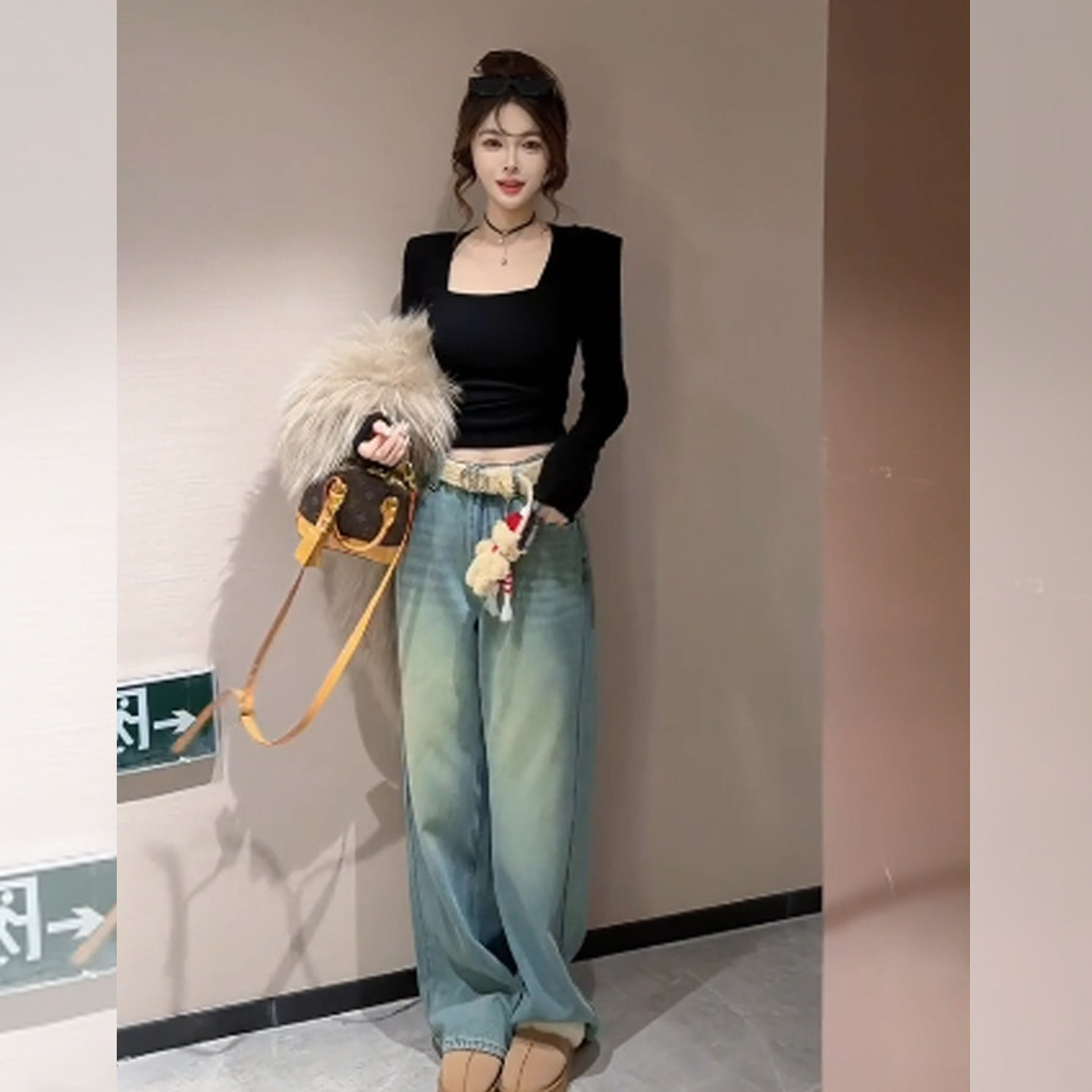 洋气韩冬~纯欲风性感方领长袖上衣女修身德绒打底衫时尚辣妹内搭,淘宝优惠券,粉丝福利购,淘宝优惠卷