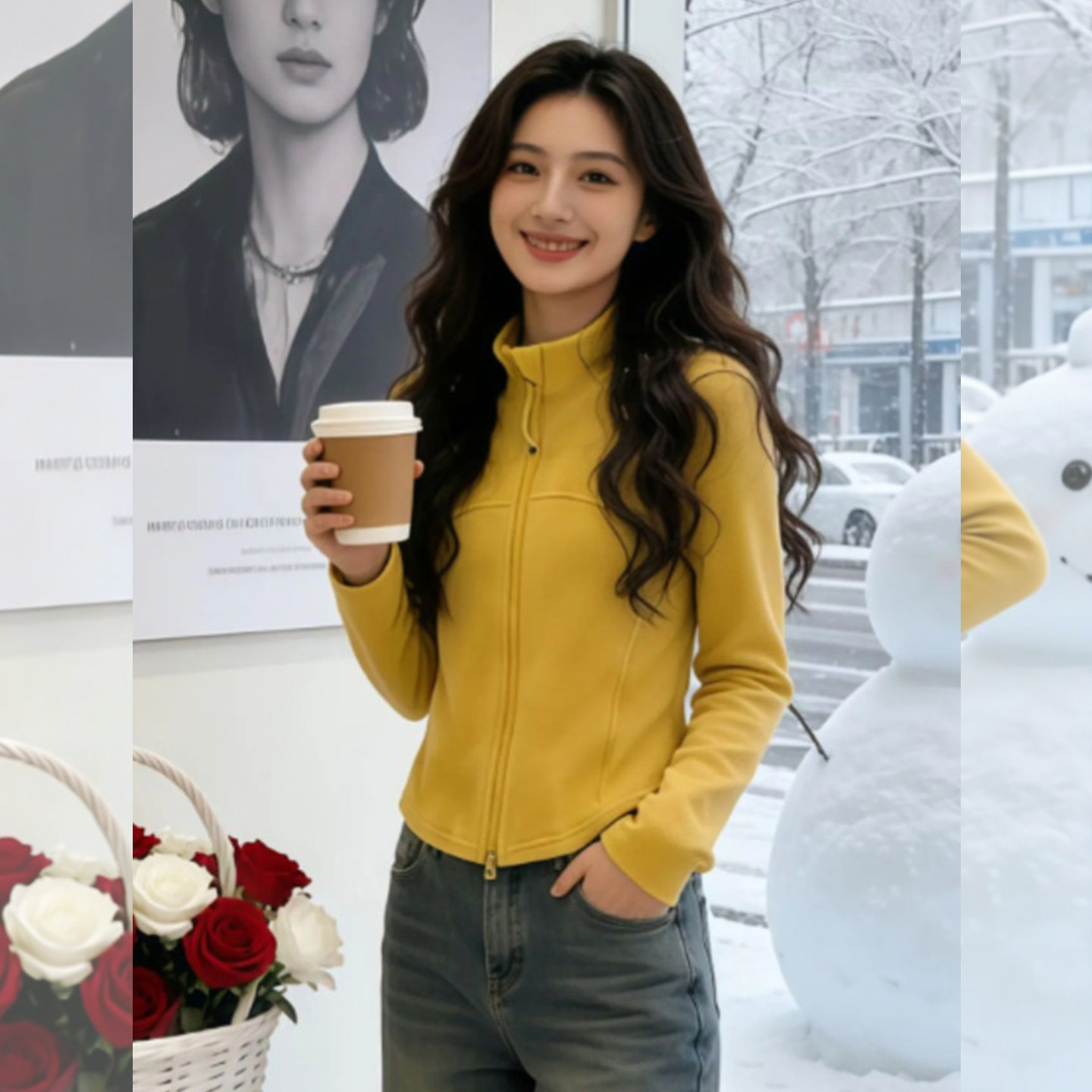 秋日摩卡~半高领拉链长袖德绒打底衫女秋冬季设计感修身内搭上衣,淘宝优惠券,粉丝福利购,淘宝优惠卷