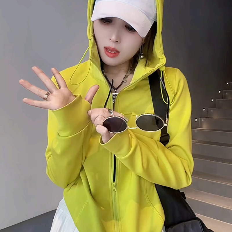 欧货高弹防晒衫外套女夏洋气连帽抽绳拉链户外运动旅游防晒服上衣,淘宝优惠券,粉丝福利购,淘宝优惠卷