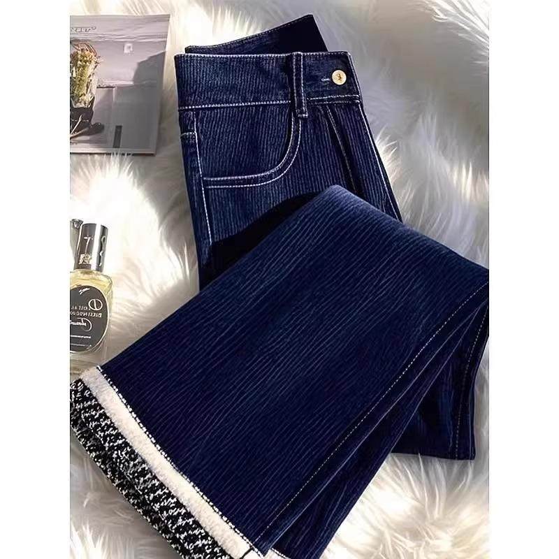 今年爆款丝绒直筒休闲阔腿裤女2026冬季新款时尚高腰小众窄版长裤,淘宝优惠券,粉丝福利购,淘宝优惠卷