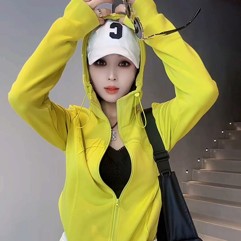 欧货高弹防晒衫外套女夏洋气连帽抽绳拉链户外运动旅游防晒服上衣,淘宝优惠券,粉丝福利购,淘宝优惠卷