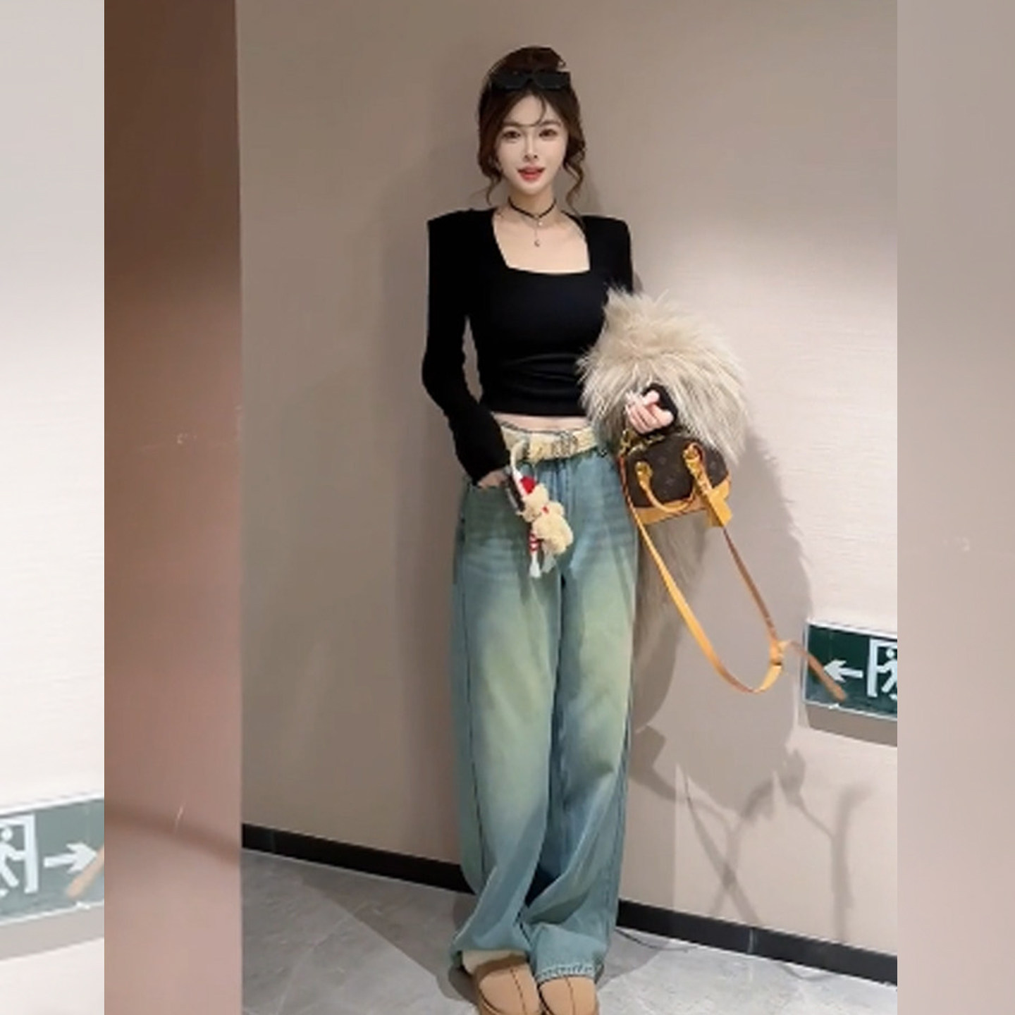 洋气韩冬~纯欲风性感方领长袖上衣女修身德绒打底衫时尚辣妹内搭,淘宝优惠券,粉丝福利购,淘宝优惠卷