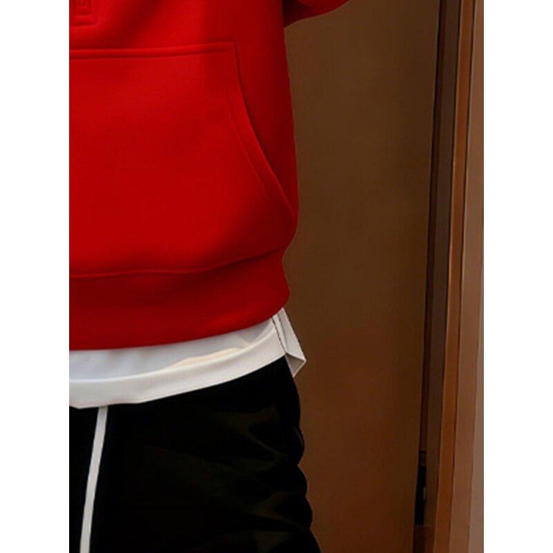 红乔花月~修身显瘦红色半拉链连帽内搭打底衫女秋季高级感长袖T恤,淘宝优惠券,粉丝福利购,淘宝优惠卷