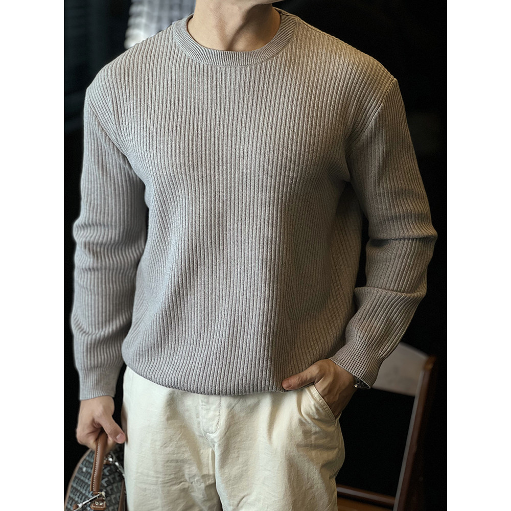 简素Design条纹毛衣男休闲简约长袖打底T恤弹力基础纯色针织衫秋,淘宝优惠券,粉丝福利购,淘宝优惠卷