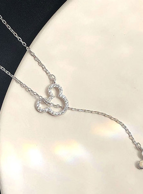 韩国流苏米老鼠钛钢项链女轻奢小众设计感吊坠精致锁骨链饰品批发