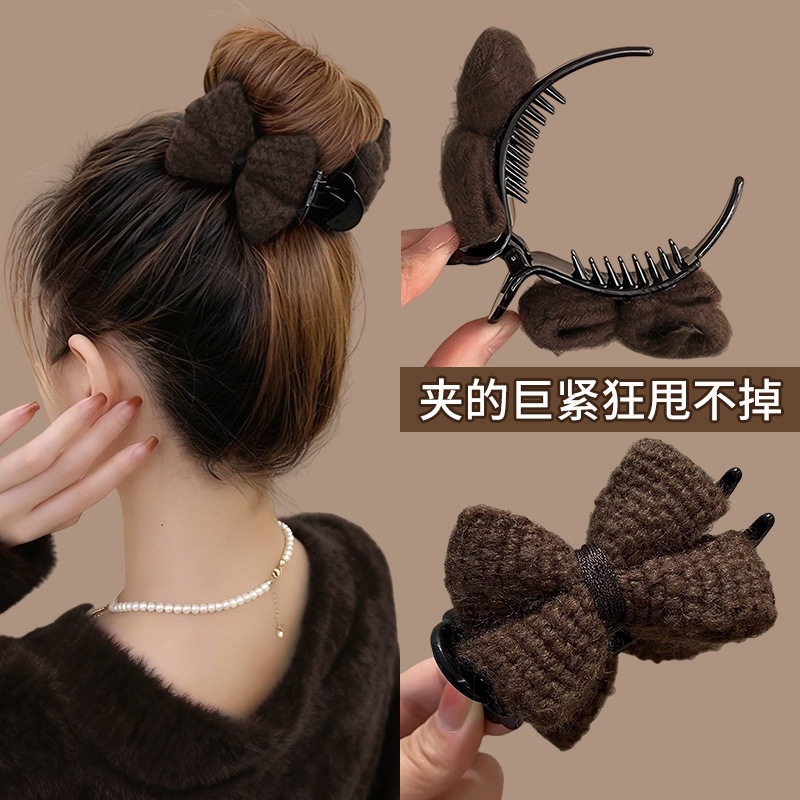 秋冬美拉德豹纹花朵蝴蝶结发夹头饰丸子头抓夹鲨鱼夹高级感发卡女,淘宝优惠券,粉丝福利购,淘宝优惠卷