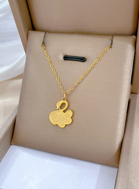 【通体钛钢】花纹小天鹅极简风炉内真金项链女ins网红锁骨链配饰