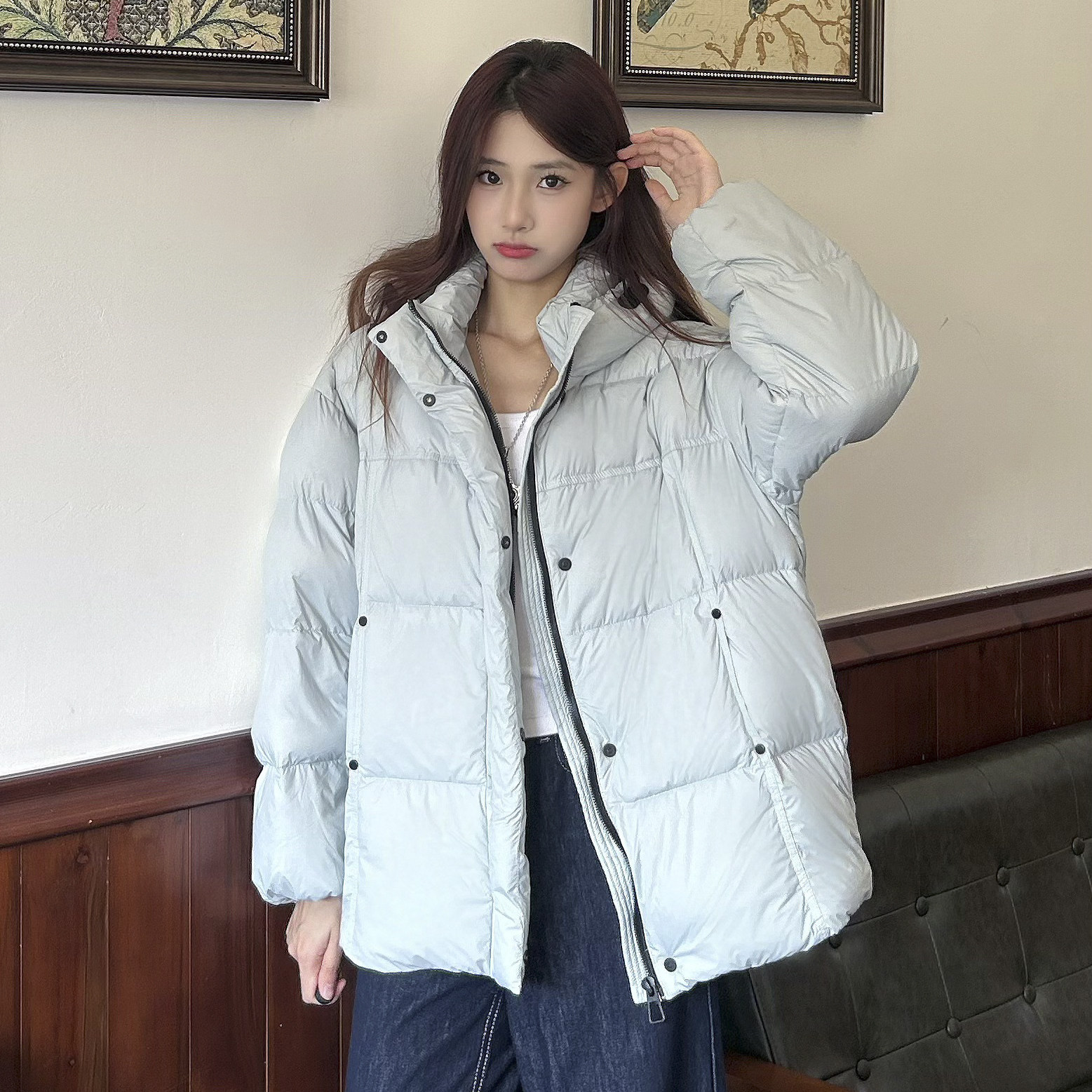 泡芙短款白鸭绒羽绒服女2025冬季新款加厚韩版保暖连帽面包服外套