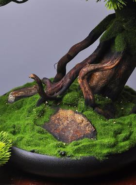 仿真迎客松盆景办公室摆件新中式绿植招财树酒店玄关装饰乔迁礼品