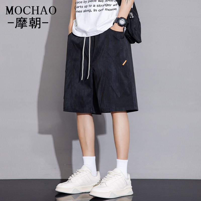 摩朝美式潮牌大码休闲短裤男士夏季宽松显瘦运动裤百搭五分中裤子 - 图1