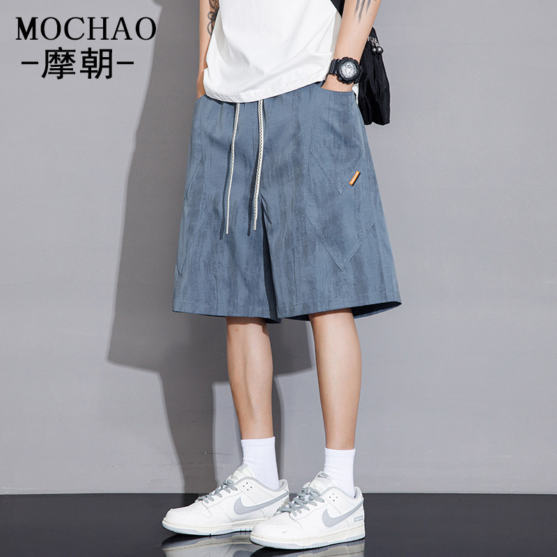 摩朝美式潮牌大码休闲短裤男士夏季宽松显瘦运动裤百搭五分中裤子 - 图2