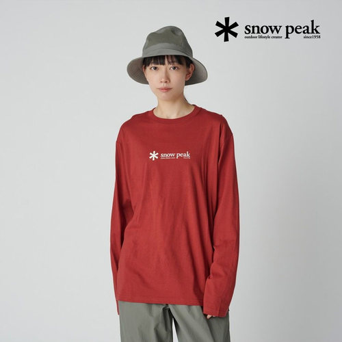 snowpeak雪峰户外休闲logo纯棉T恤圆领长袖T恤男女同款SW-25SU401 - 图1