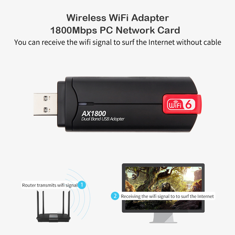 AX1800 1800Mbps WiFi 6 USB Adapter Dual Band 2.4G/5Ghz USB 3 - 图2