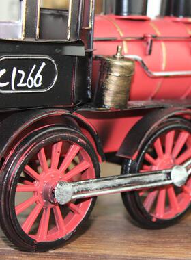 仿古工艺品 铁皮红色火车头特大号 欧式摆件 工艺品家居摆设礼品