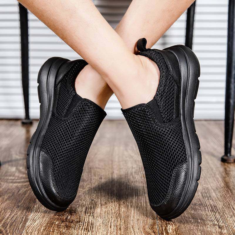 晋江合成鞋业男鞋夏季网面一脚蹬休闲鞋防滑透气软底黑色鞋子轻便,淘宝优惠券,粉丝福利购,淘宝优惠卷