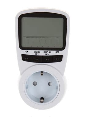 Power Meter EU Plug 230V 46Hz-65Hz Backlight Watt Current El