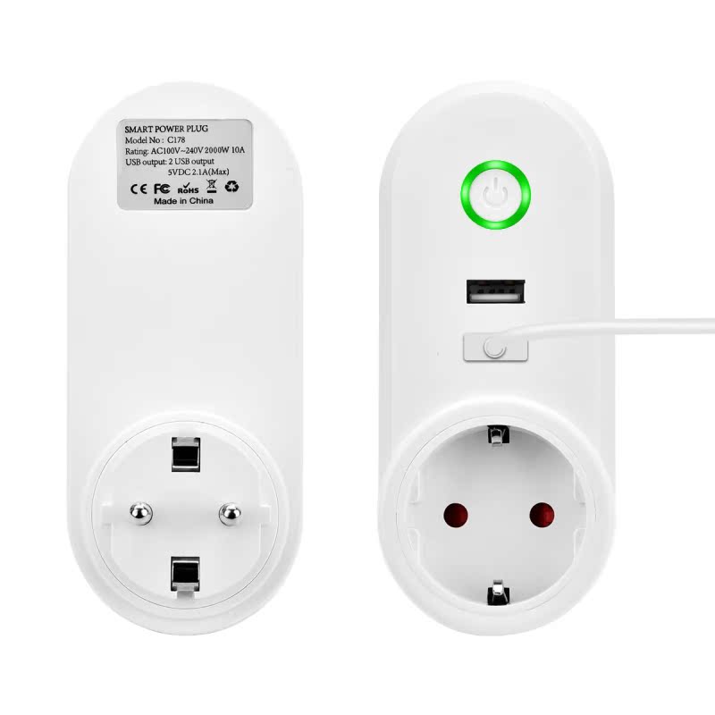 Smart WiFi Socket Smart Plug 2 USB Charger Port, Timer Power-图0