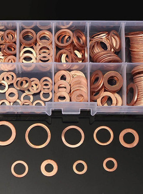 200 Pcs Copper Washer Flat O-Ring Sealing Washers Assortment