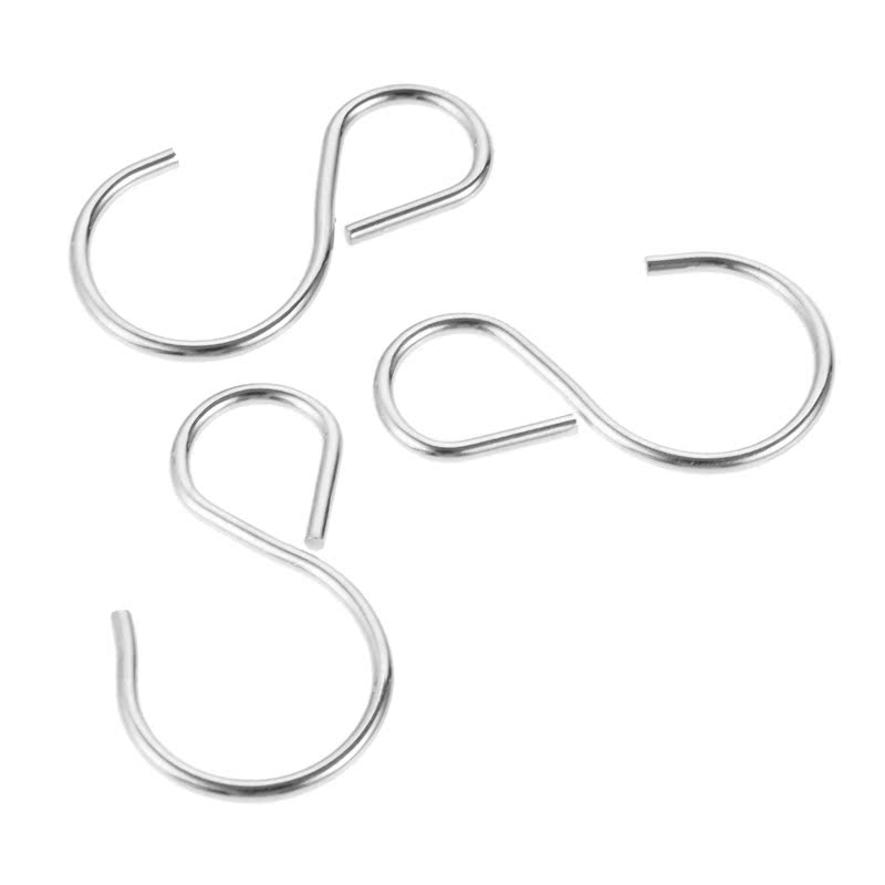 100pcs Iron Silver S-Hook Bathroom S Type Kitchen Bedroom - 图3