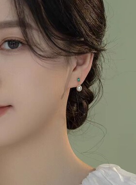 S925纯银耳钉女淡水珍珠小众设计感高级轻奢气质耳环2025新款爆款