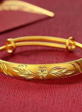 名旋工厂店花开富贵推拉手镯越南纯沙金三八妇女节送妈妈女友礼物