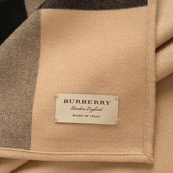 BURBERRY ຄລາສິກຂອງແມ່ຍິງ camel merino wool plaid cape shawl