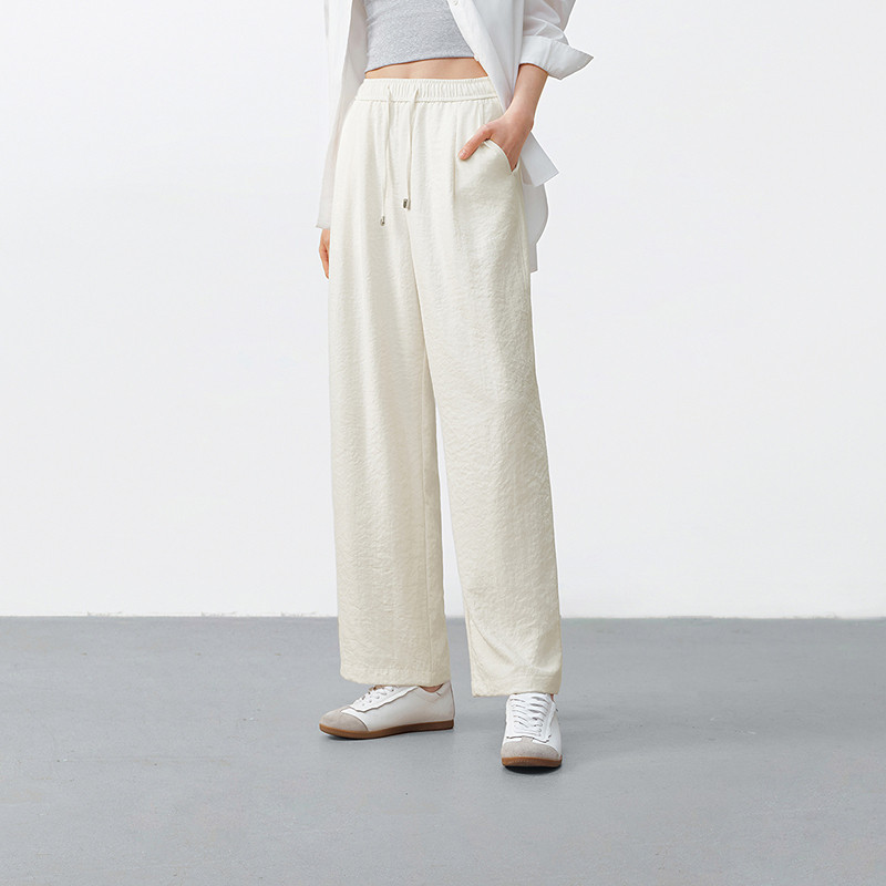 森马软糯肌理休闲裤女2025夏季高腰阔腿裤慵懒显瘦长裤陈都灵同款,淘宝优惠券,粉丝福利购,淘宝优惠卷