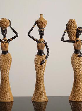 复古非洲少女家居民族风工艺树脂摆件创意礼品客厅书房人物装饰品