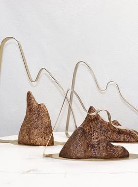 新中式后现代样板间软装饰品别墅书房客厅玄关电视柜禅意假山摆件