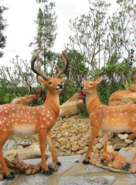 热销仿真梅花鹿摆件户外玻璃钢动物雕塑园林景观装饰品草坪装饰