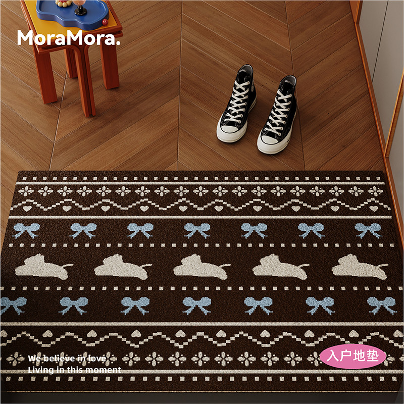Moramora费尔岛复古北欧风入户门地垫丝圈防滑脚垫门口进门可裁剪,淘宝优惠券,粉丝福利购,淘宝优惠卷