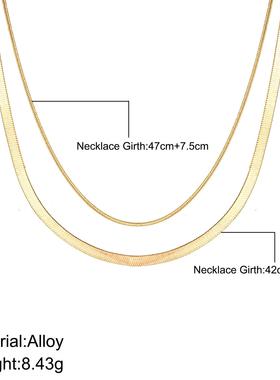 Girl with double necklace women双层叠戴蛇骨链项链女金色颈链