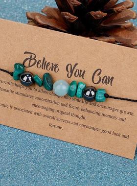 Healing Chakra Gravel Beaded Bracelet with Wish Card for Wom