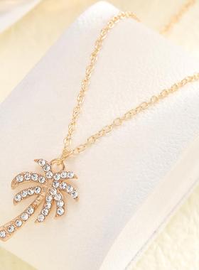 Coconut tree pendant necklace镶钻椰树吊坠项炼 ins流行女项炼