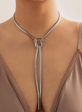 Long snake bone chain neck chain tassel necklace颈炼流苏项炼