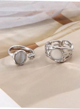 Vintage rings for women 复古戒指小众设计轻奢开口可调节食指戒