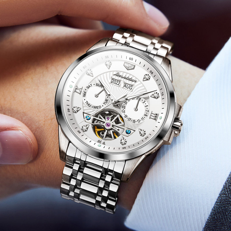 男士正品牌纯全自动时尚镂空机械表 金仕盾德旺鑫国产腕表