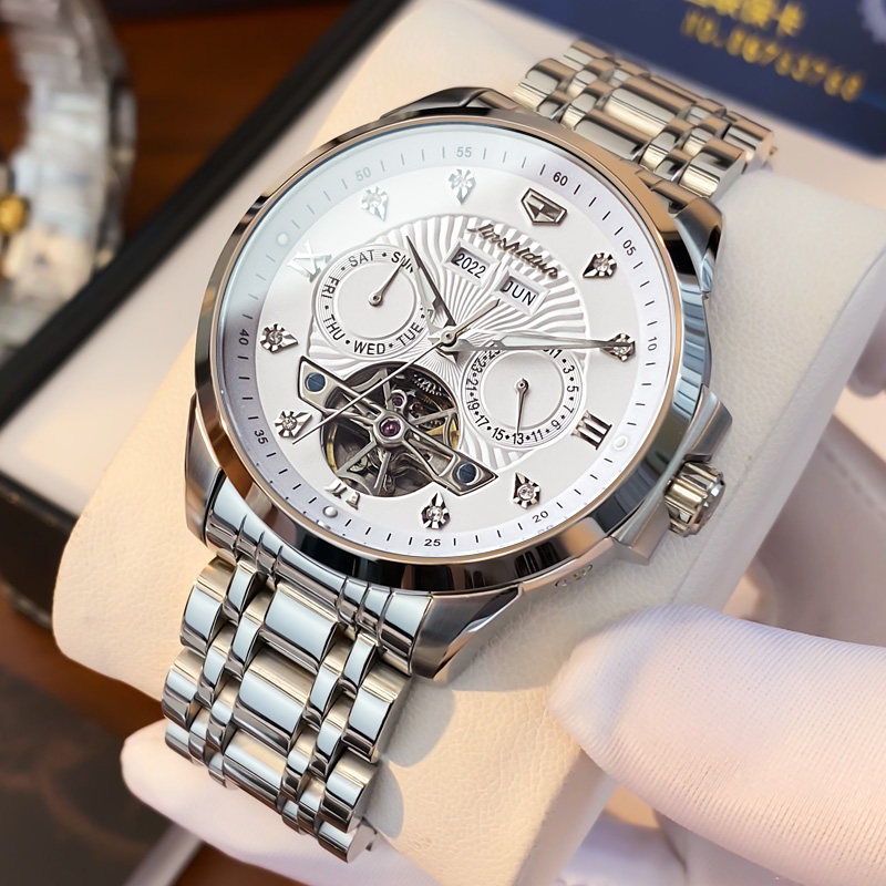 男士正品牌纯全自动时尚镂空机械表 金仕盾德旺鑫国产腕表