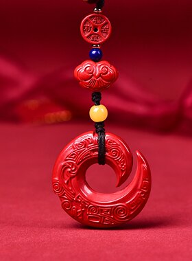 保真朱砂红砂汽车钥匙扣吊坠时来运转项链包挂件本命年男女款国风